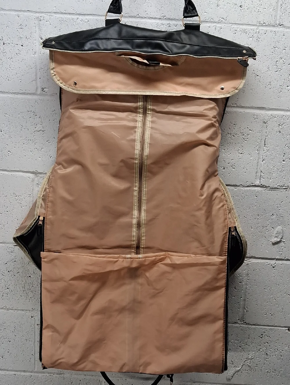 NWT PU Leather Duffel Bag, Carry on Garment Bag Black